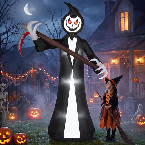 10 ft Animated Grim Reaper Halloween Inflatable, Rotating Head